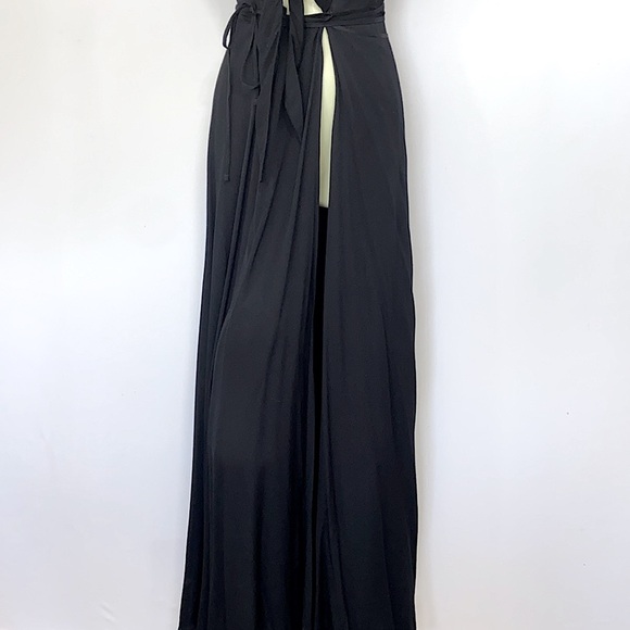 REFORMATION BLACK MAXI WRAP DRESS RAYON/VISCOSE EXCELLENT  2 - Picture 4 of 9